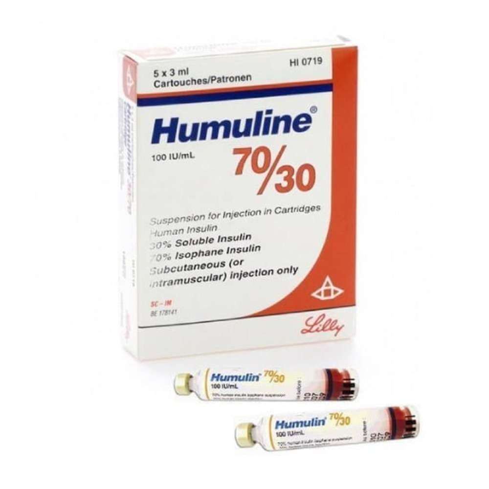 Humulin 70/30 Injection 100Iu/Ml Cartridges (1 Box = 5 Cartridges ...